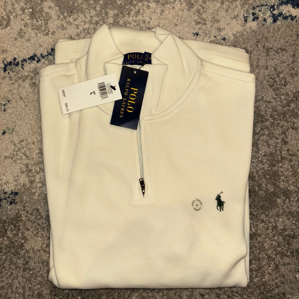 Men’s polo quarter zip shirt - Color Creame - Size L 100% authentic - Picture 2 of 4
